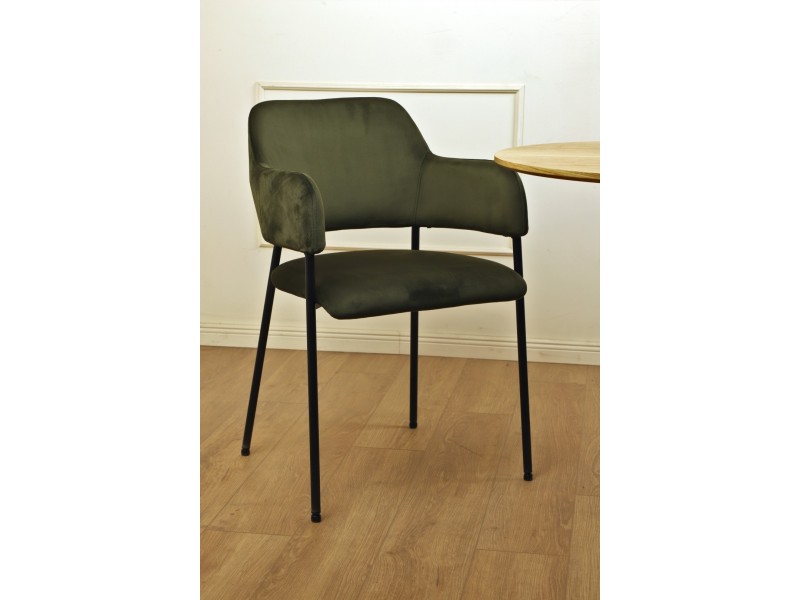 Krzesło Lima welurowe z podłokietnikami zielone - ACTONA